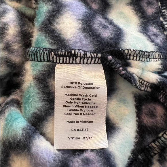 Talbots Fair Isle Aztec Print Fleece Jacket in Blue White Purple Size M Petite - Picture 5 of 5